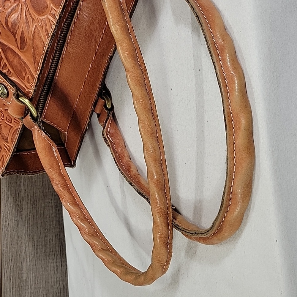 Patricia Nash Tooled Floral Leather Tote in Cognac Brown - Picture 7 of 16